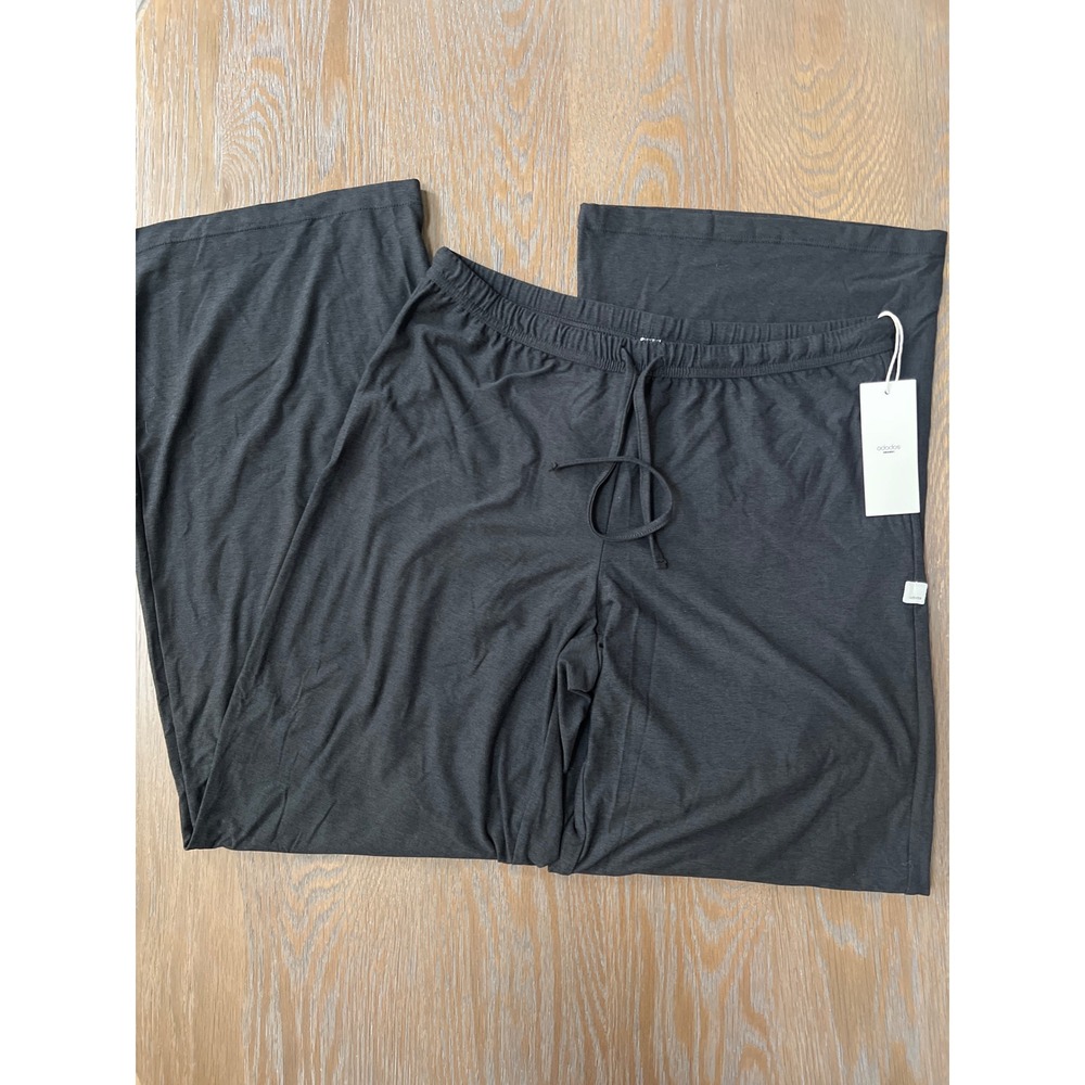 Black Wide-Leg Lounge Pants with Drawstring - Picture 2 of 7